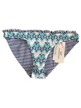 Vineyard Vines Womens Bikini Bottom Geowave Striped Reversible Blue Size XXS